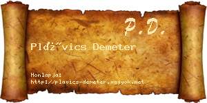 Plávics Demeter névjegykártya